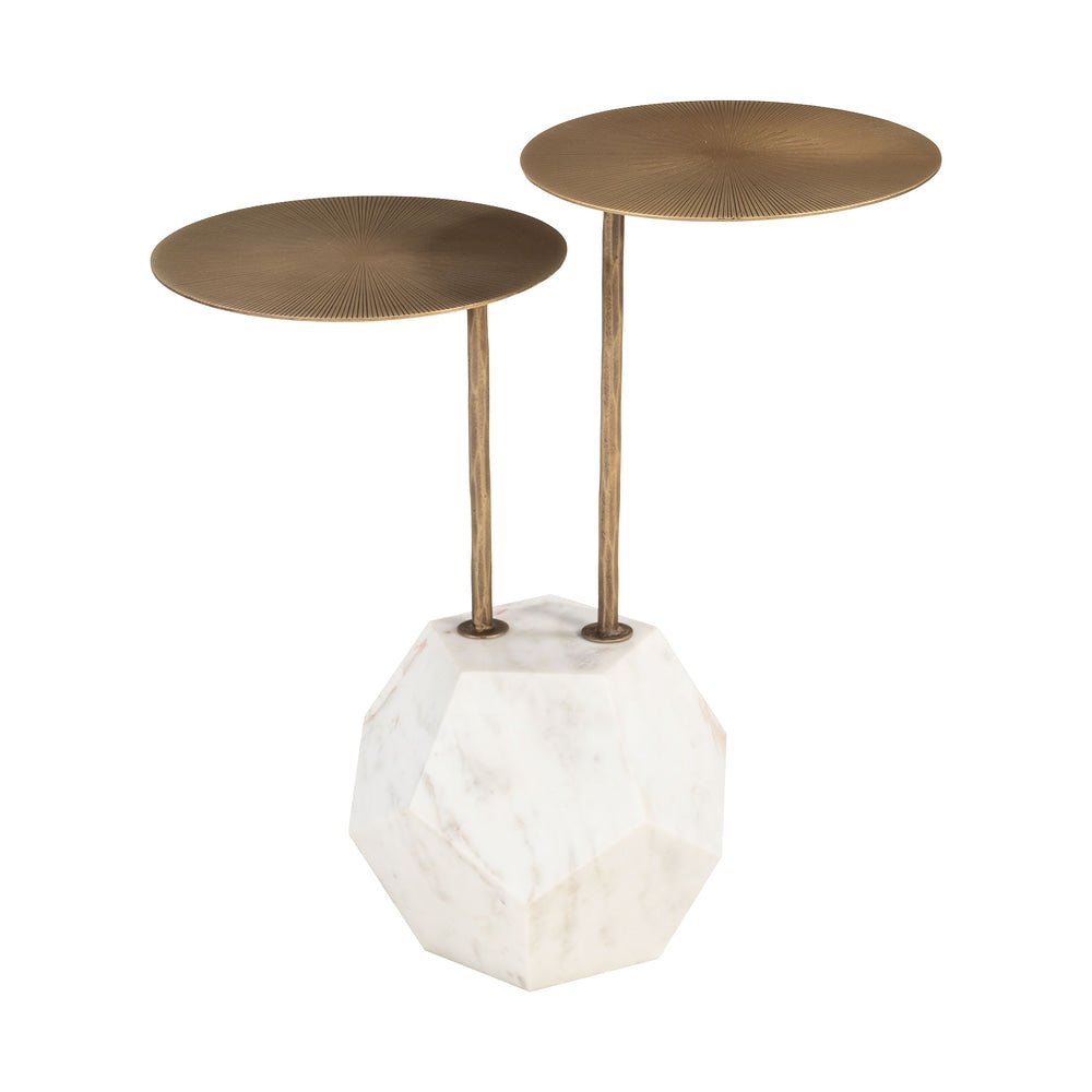Mesa Auxiliar para Coworking - ZUO ANTEN - Varios Colores - Cubierta de Mármol Natural y Estructura de Hierro Chapado - 110607 - Zuo - NOGAL BEAT - Mesa Comercial Interior