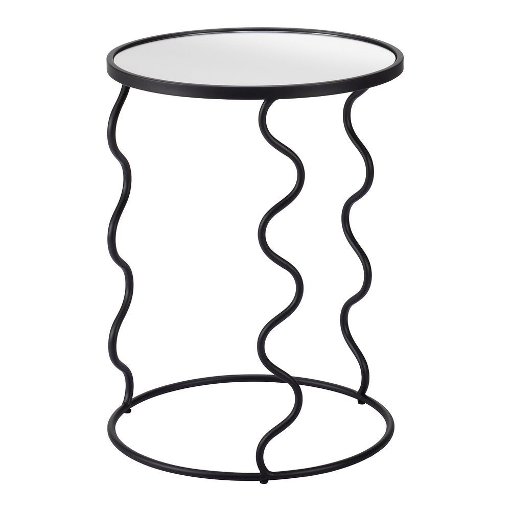 Mesa Auxiliar para Coworking - ZUO BASTIA - Negro - Cubierta de Espejo y Estructura de Acero Pintado - 109834 - Zuo - NOGAL BEAT - Mesa Comercial Interior