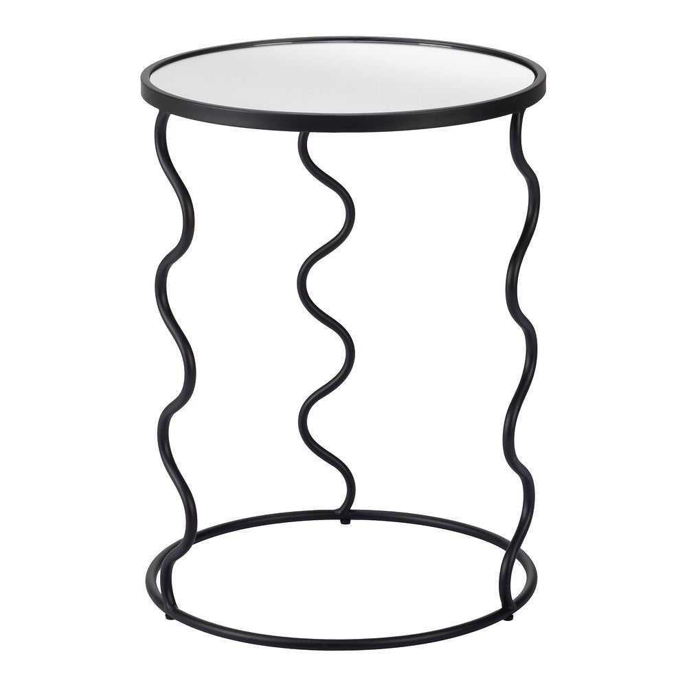 Mesa Auxiliar para Coworking - ZUO BASTIA - Negro - Cubierta de Espejo y Estructura de Acero Pintado - 109834 - Zuo - NOGAL BEAT - Mesa Comercial Interior