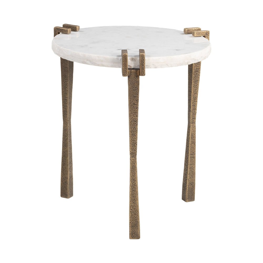 Mesa Auxiliar para Coworking - ZUO RENCH - Blanco - Cubierta de Mármol Natural y Estructura de Hierro Chapado - 110592 - Zuo - NOGAL BEAT - Mesa Comercial Interior