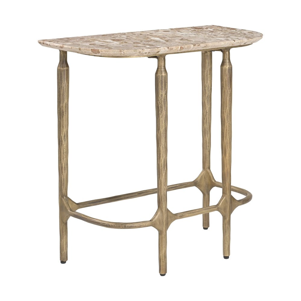 Mesa Auxiliar para Habitación de Hotel - ZUO ROCHESTER - Varios Colores - Cubierta de Mármol Natural y Estructura de Hierro Forjado - 111292 - Zuo - NOGAL BEAT - Mesa Comercial Interior