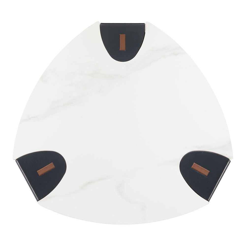 Mesa Auxiliar para Recepción - ZUO BOGEY - Multicolor - Cubierta de Piedra Sinterizada Símil Mármol y Estructura de Acero con Recubrimiento en Polvo - 110347 - Zuo - NOGAL BEAT - Mesa Comercial Interior