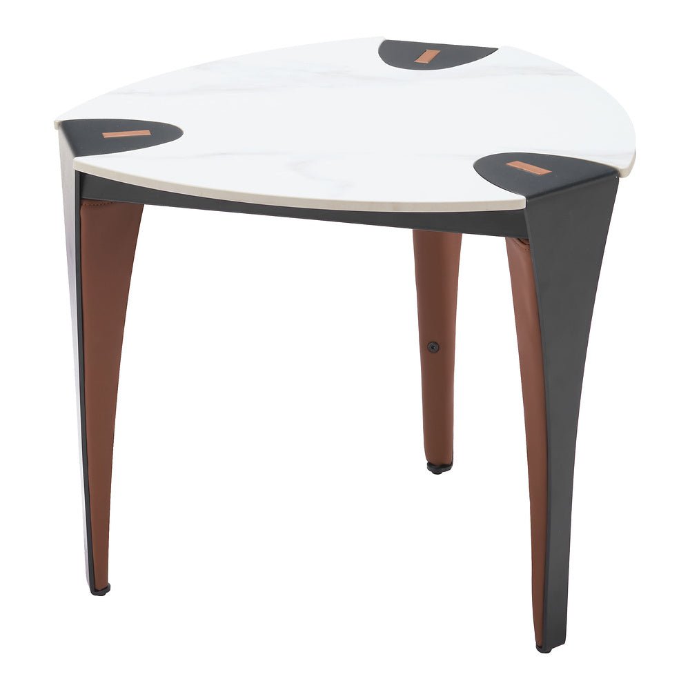 Mesa Auxiliar para Recepción - ZUO BOGEY - Multicolor - Cubierta de Piedra Sinterizada Símil Mármol y Estructura de Acero con Recubrimiento en Polvo - 110347 - Zuo - NOGAL BEAT - Mesa Comercial Interior