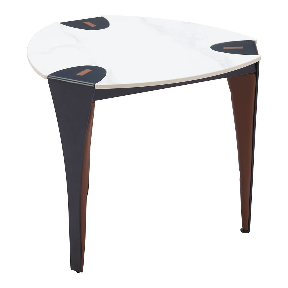 Mesa Auxiliar para Recepción - ZUO BOGEY - Multicolor - Cubierta de Piedra Sinterizada Símil Mármol y Estructura de Acero con Recubrimiento en Polvo - 110347 - Zuo - NOGAL BEAT - Mesa Comercial Interior