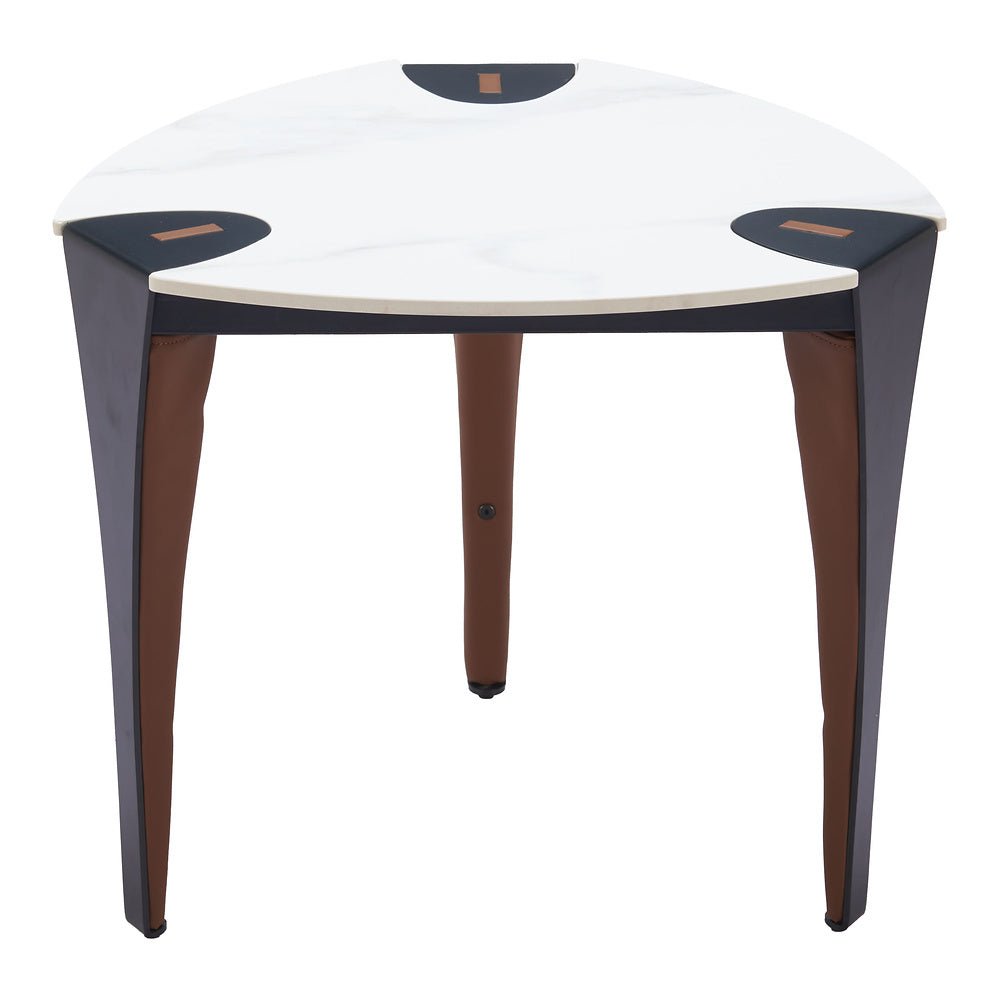 Mesa Auxiliar para Recepción - ZUO BOGEY - Multicolor - Cubierta de Piedra Sinterizada Símil Mármol y Estructura de Acero con Recubrimiento en Polvo - 110347 - Zuo - NOGAL BEAT - Mesa Comercial Interior