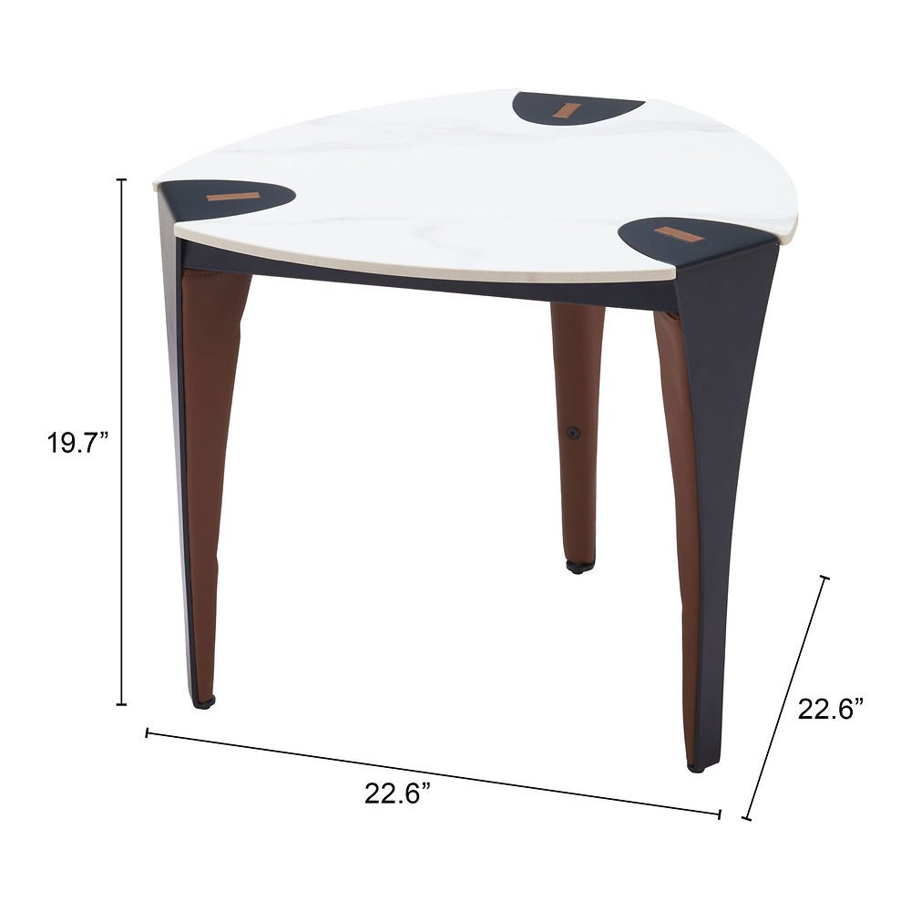 Mesa Auxiliar para Recepción - ZUO BOGEY - Multicolor - Cubierta de Piedra Sinterizada Símil Mármol y Estructura de Acero con Recubrimiento en Polvo - 110347 - Zuo - NOGAL BEAT - Mesa Comercial Interior