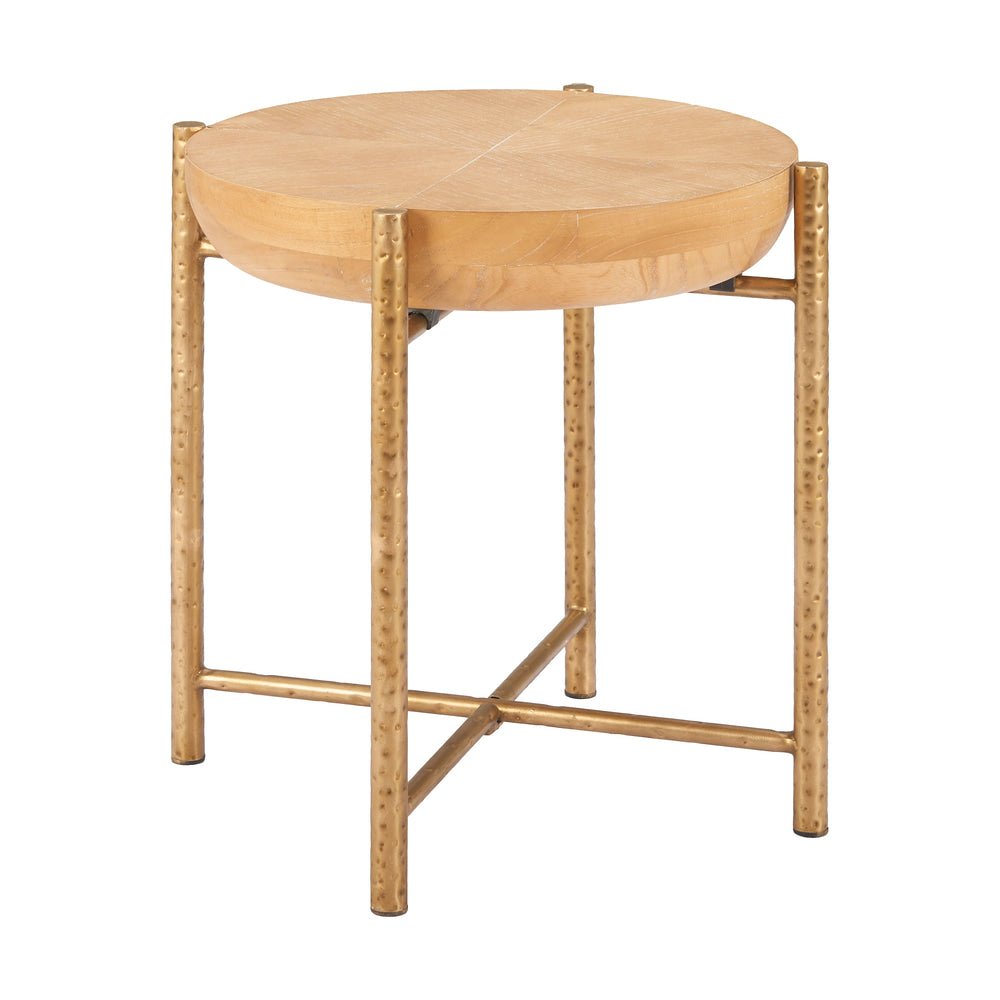 Mesa Auxiliar para Recepción - ZUO HALVA - Natural - Cubierta de MDF con Chapa de Madera y Estructura de Acero Martillado - 110748 - Zuo - NOGAL BEAT - Mesa Comercial Interior
