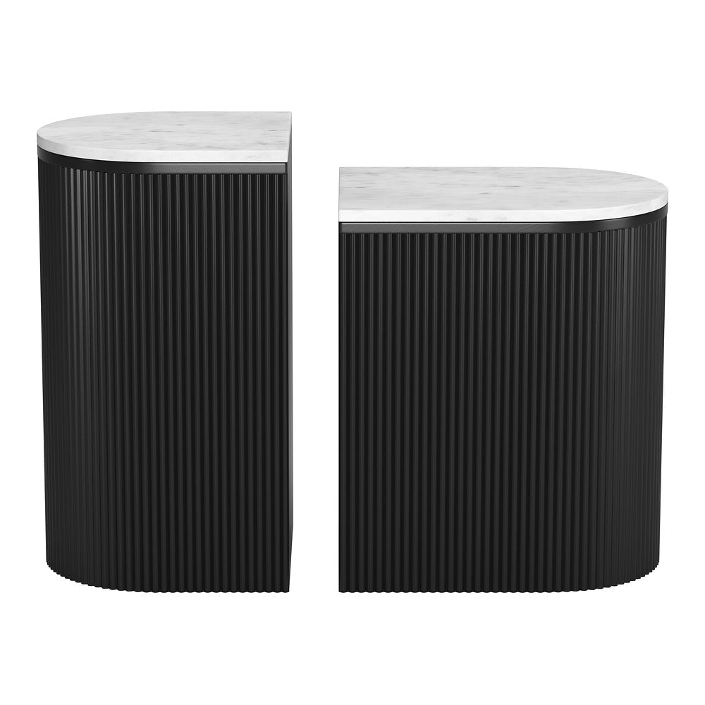 Mesa Auxiliar para Recepción - ZUO ORMARA - Varios Colores - Cubierta de Mármol Natural y Estructura de Madera de Mango - 109919 - Zuo - NOGAL BEAT - Mesa Comercial Interior