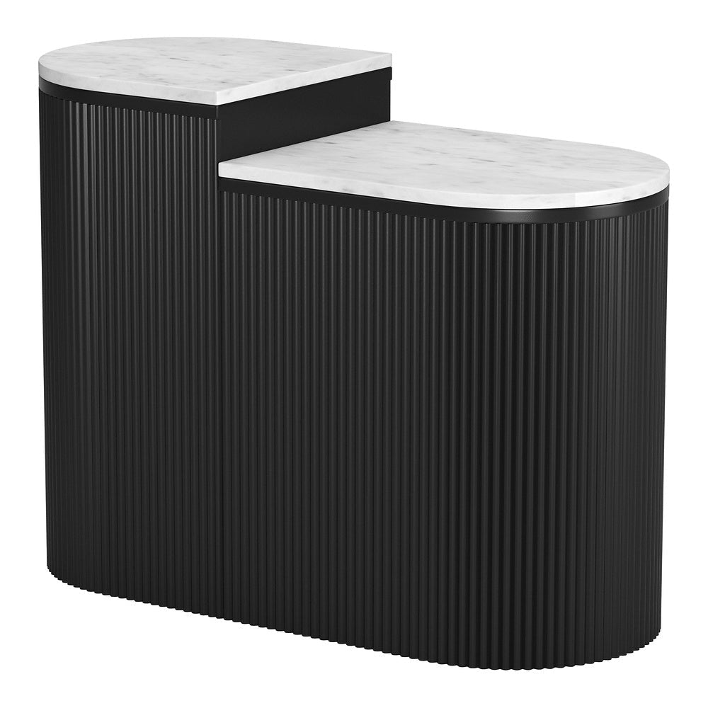 Mesa Auxiliar para Recepción - ZUO ORMARA - Varios Colores - Cubierta de Mármol Natural y Estructura de Madera de Mango - 109919 - Zuo - NOGAL BEAT - Mesa Comercial Interior