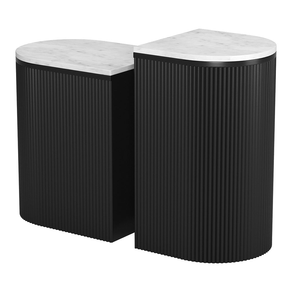 Mesa Auxiliar para Recepción - ZUO ORMARA - Varios Colores - Cubierta de Mármol Natural y Estructura de Madera de Mango - 109919 - Zuo - NOGAL BEAT - Mesa Comercial Interior