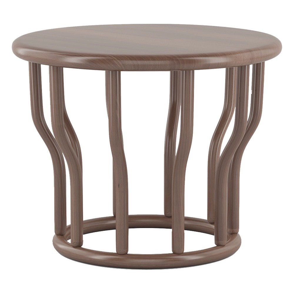 Mesa Auxiliar para Sala de Espera - GEBESA GRC LEWIS - Ø 53 cm - Base de Madera Sólida - GGRL555212118 - GEBESA - NOGAL BEAT - Mesa Comercial Interior