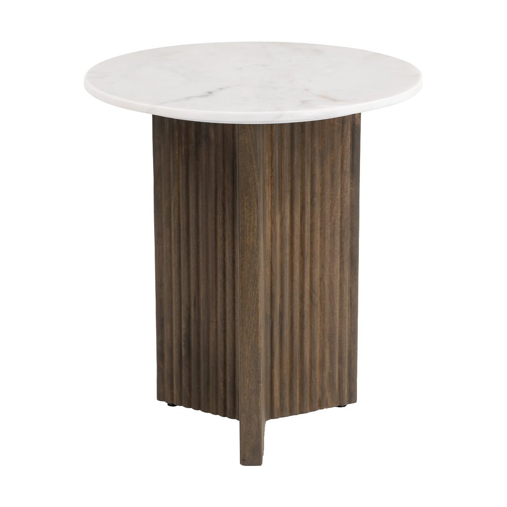 Mesa Auxiliar para Sala de Espera - ZUO TAILO - Varios Colores - Cubierta de Mármol Natural y Estructura de Mango Macizo - 111138 - Zuo - NOGAL BEAT - Mesa Comercial Interior