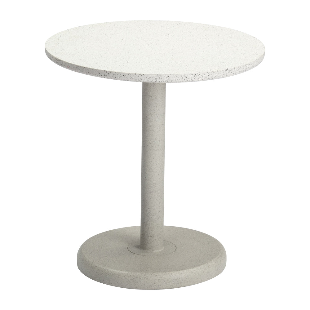 Mesa Bistró de Terraza para Hotel - ZUO LIORA - Blanco - Cubierta de Poli Cemento Símil Terrazo y Estructura de Acero con Recubrimiento en Polvo - 704212 - Zuo - NOGAL BEAT - Mesa de Terraza