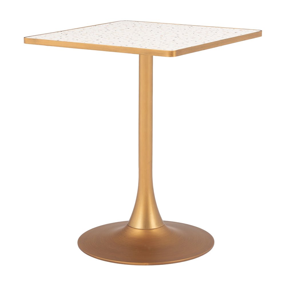 Mesa Bistró para Food Court - ZUO SPOT - Varios Colores - Cubierta de MDF Símil Terrazo y Estructura de Acero con Recubrimiento en Polvo - 110407 - Zuo - NOGAL BEAT - Mesa Comercial Interior