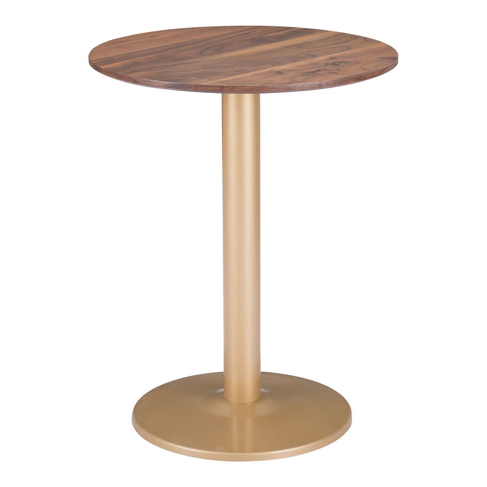 Mesa Bistró para Hotel - ZUO ALTO 60x60 101571 - Varios Colores - Cubierta de MDF Símil Madera y Estructura de Acero con Recubrimiento en Polvo - 101571 - Zuo - NOGAL BEAT - Mesa Comercial Interior