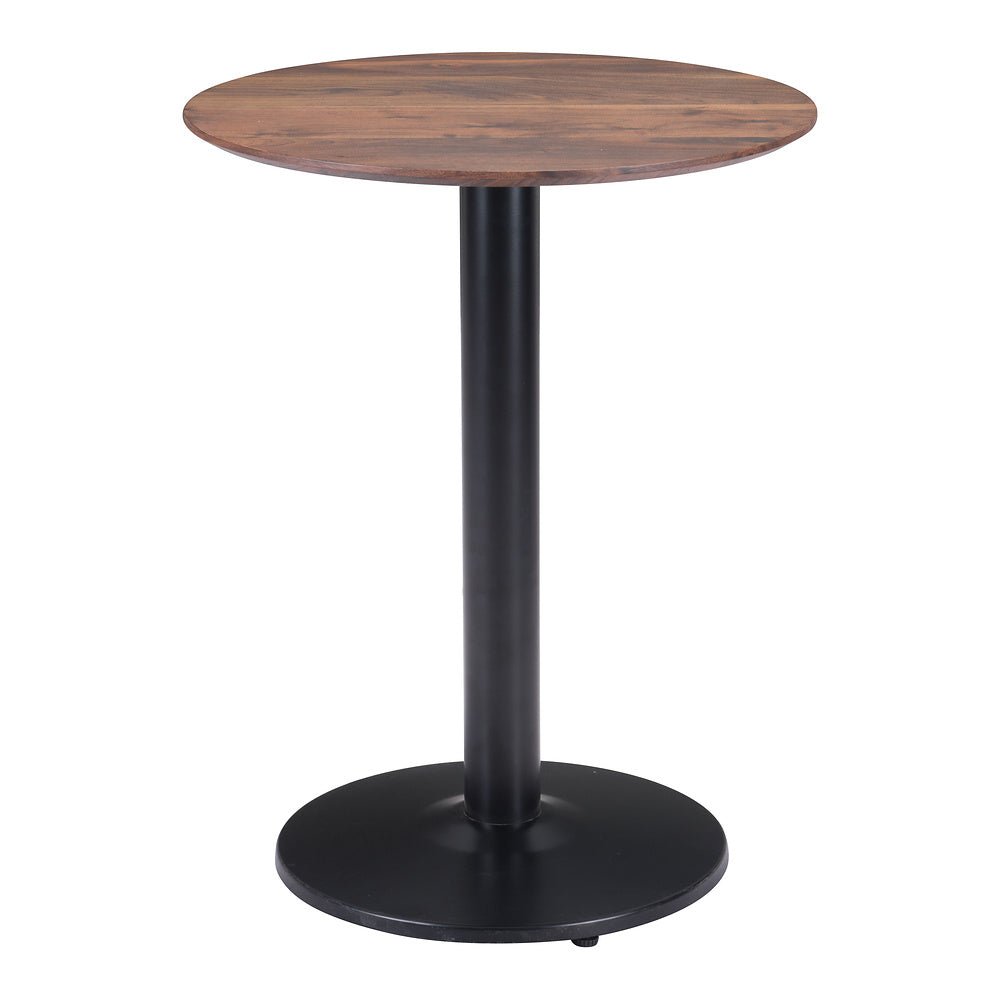 Mesa Bistró para Hotel - ZUO ALTO 60x60 101740 - Varios Colores - Cubierta de MDF Símil Madera y Estructura de Acero con Recubrimiento en Polvo - 101740 - Zuo - NOGAL BEAT - Mesa Comercial Interior