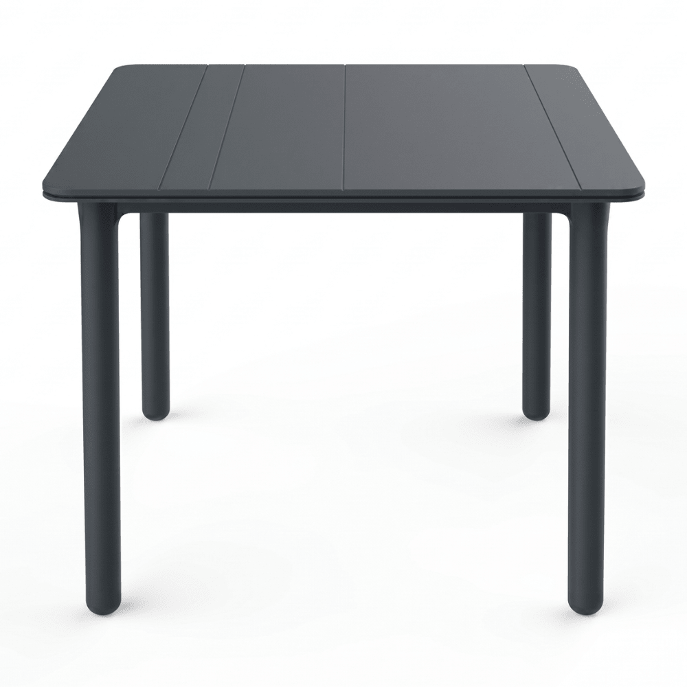 Mesa cuadrada Resol Solid 90x90 en polipropileno con patas reforzadas con fibra de vidrio.