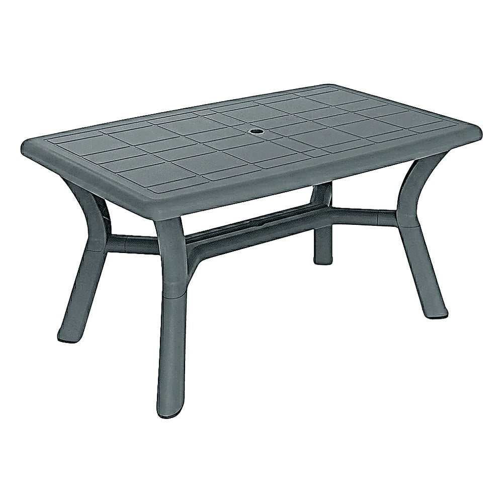 Mesa Comercial al Aire Libre Agujero Parasol - RESOL DALIA 140 X 90 - Varios Colores - 4 Puntas Enlazadas con Tacos Antideslizantes y Protección UV - 06678 - Resol - NOGAL BEAT - Mesa de Terraza