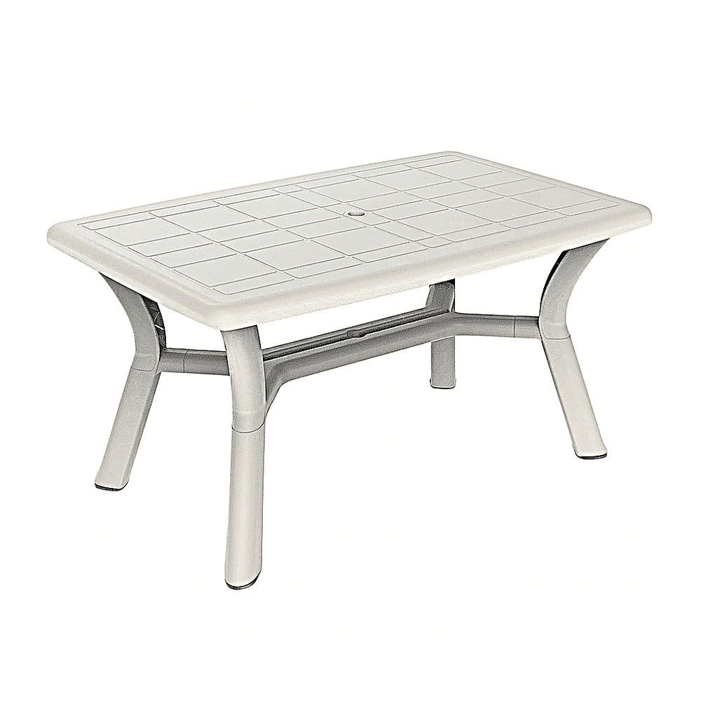 Mesa Comercial al Aire Libre Agujero Parasol - RESOL DALIA 140 X 90 - Varios Colores - 4 Puntas Enlazadas con Tacos Antideslizantes y Protección UV - 05254 - Resol - NOGAL BEAT - Mesa de Terraza
