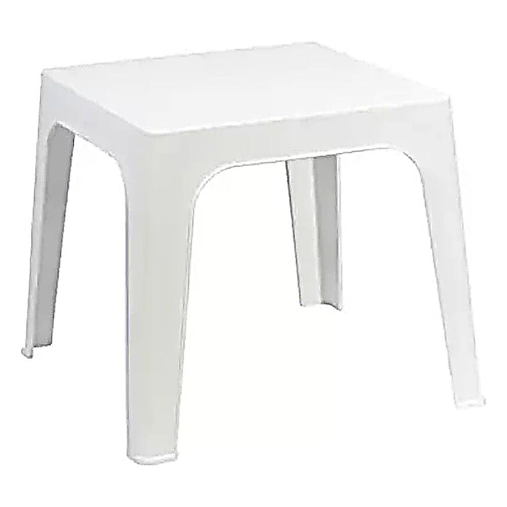 Mesa Comercial al Aire Libre Baja - RESOL MONACO - Blanco - 4 Puntas Monobloc Apilanle y Protección UV - 931 - Resol - NOGAL BEAT - Mesa de Terraza