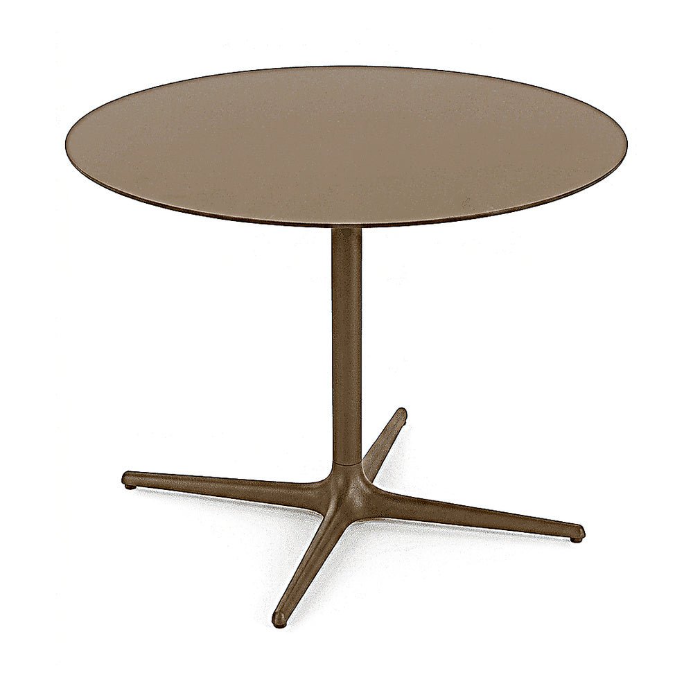 Mesa Comercial al Aire Libre Circular Baja - RESOL TOLEDO XL - Varios Colores - Estructura de Aluminio y Sobre Compacto Fenólico - 06609 - Resol - NOGAL BEAT - Mesa de Terraza