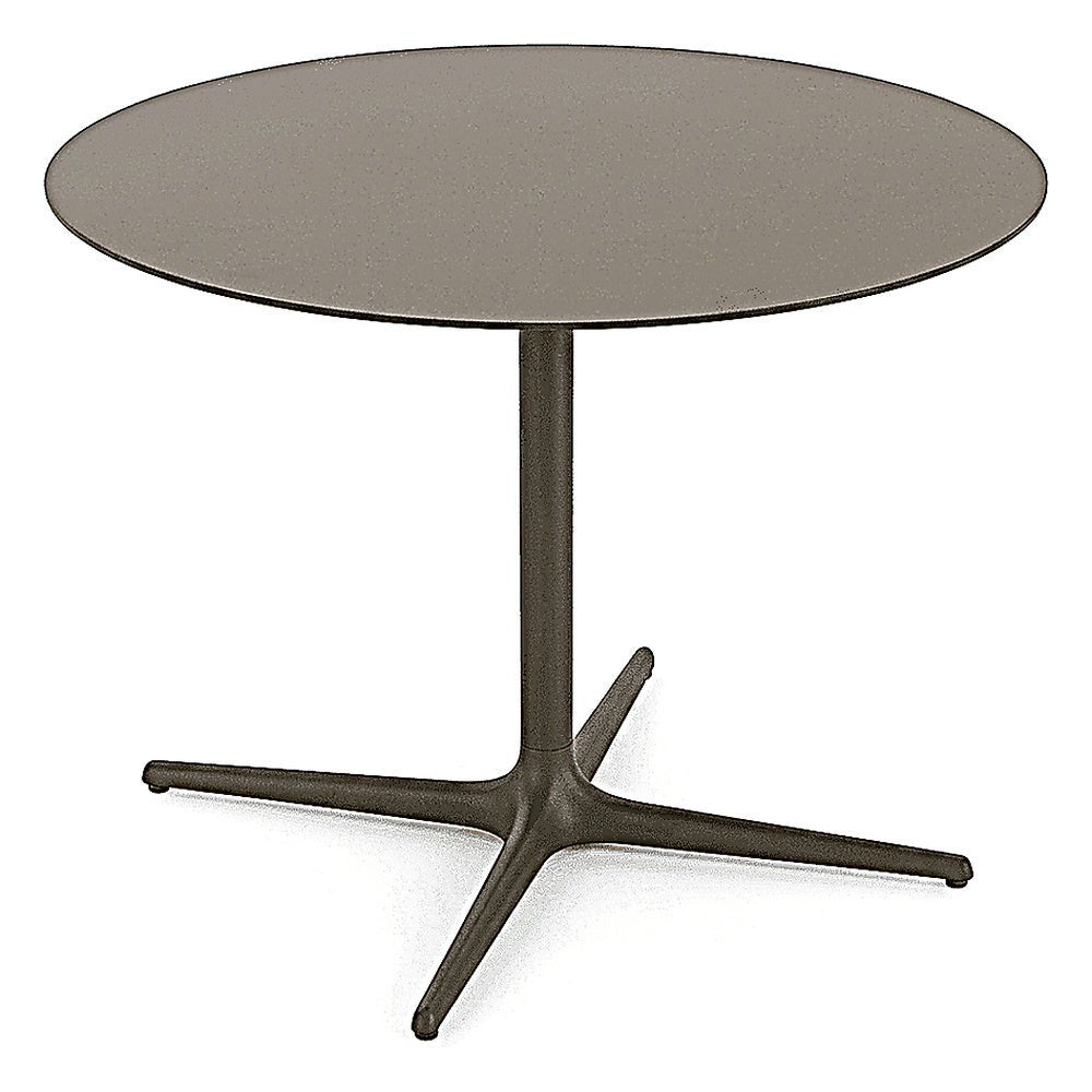 Mesa Comercial al Aire Libre Circular Baja - RESOL TOLEDO XL - Varios Colores - Estructura de Aluminio y Sobre Compacto Fenólico - 05877 - Resol - NOGAL BEAT - Mesa de Terraza