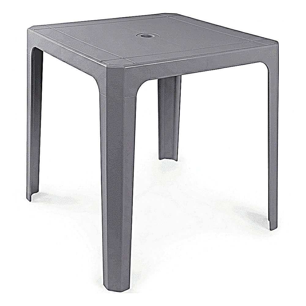 Mesa Comercial al Aire Libre Monobloc - RESOL BEACH BAR - Blanco - 4 Puntas con Agujero Parasol y Protección UV Apilable - 59544 - Resol - NOGAL BEAT - Mesa de Terraza