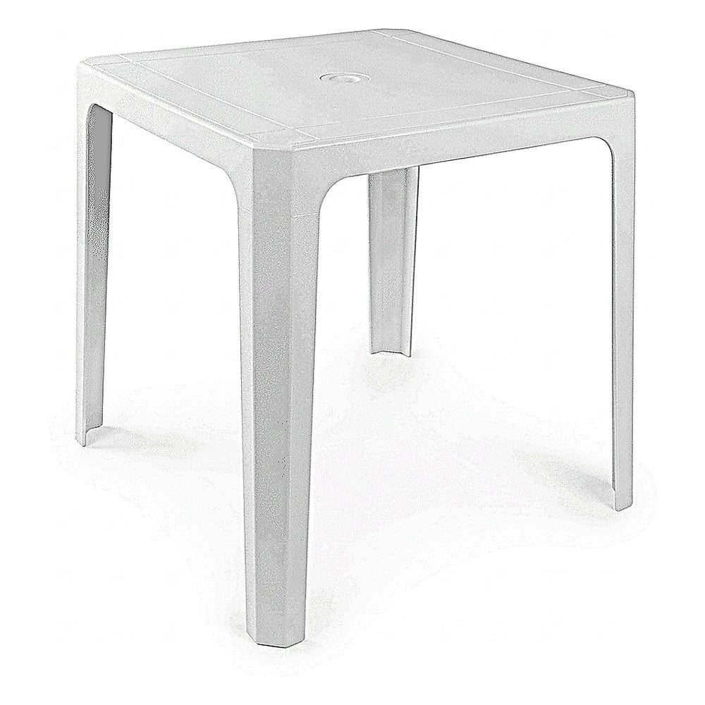 Mesa Comercial al Aire Libre Monobloc - RESOL BEACH BAR - Blanco - 4 Puntas con Agujero Parasol y Protección UV Apilable - 59506 - Resol - NOGAL BEAT - Mesa de Terraza
