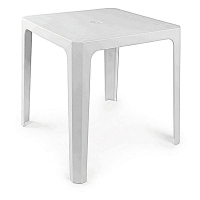 Mesa Comercial al Aire Libre Monobloc - RESOL BEACH BAR - Blanco - 4 Puntas con Agujero Parasol y Protección UV Apilable - 59506 - Resol - NOGAL BEAT - Mesa de Terraza