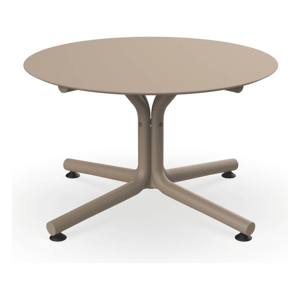 Mesa Comercial Baja al Aire Libre Circular - RESOL BINI HPL LOUNGE - Varios Colores - Protección UV y Tablero HPL - 06639 - Resol - NOGAL BEAT - Mesa Comercial Exterior