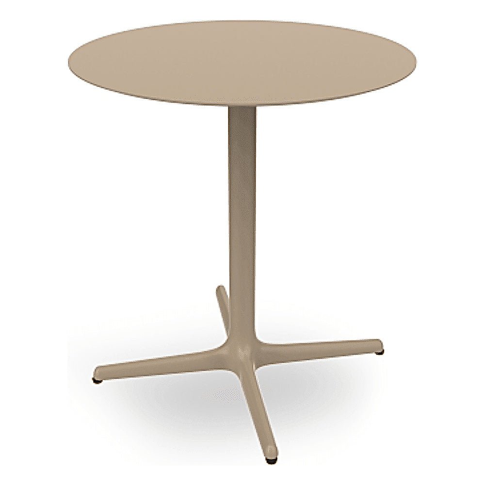 Mesa Comercial Baja al Aire Libre Circular - RESOL TOLEDO Ø70 ROUND - Varios Colores - Estructura de Aluminio y Sobre HPL - 06619 - Resol - NOGAL BEAT - Mesa de Terraza