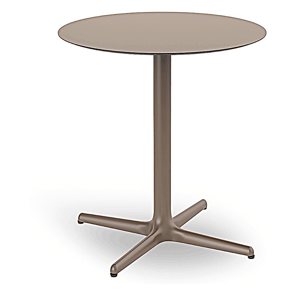 Mesa Comercial Baja al Aire Libre Circular - RESOL TOLEDO Ø70 ROUND - Varios Colores - Estructura de Aluminio y Sobre HPL - 05919 - Resol - NOGAL BEAT - Mesa de Terraza