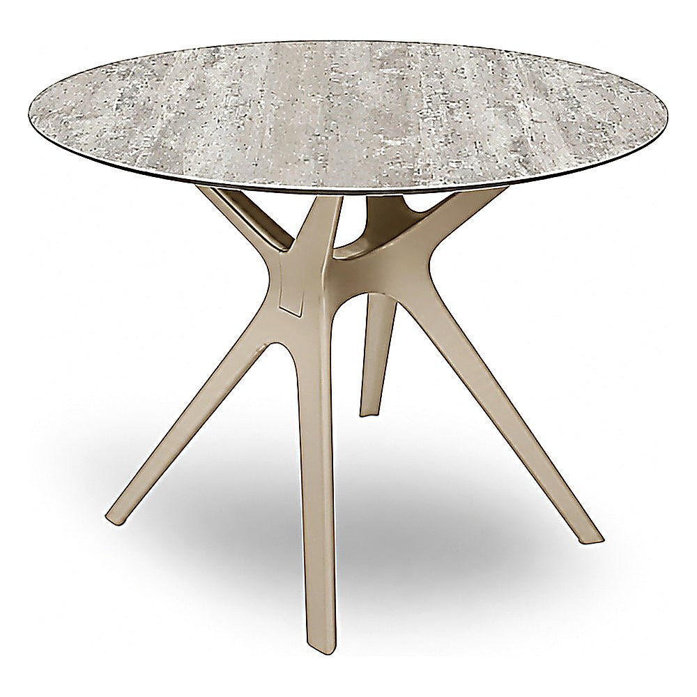 Mesa Comercial Baja al Aire Libre Circular - RESOL VELA S Ø80 - Varios Colores - Tecnología Asistida Gas con Protección UV y Enlazadas - 04036 - Resol - NOGAL BEAT - Mesa de Terraza