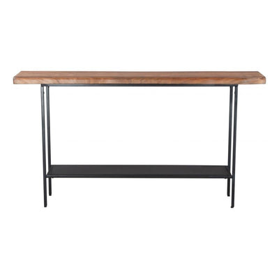 MESA CONSOLA AUXILIAR NOGAL BEAT MEZZA | Mesa Ocasional para Hogar Decorar Pasillo | 74 cm | Estructura Hierro Negro | Marrón Natural | Madera de Acacia | Interior - 109468 - Zuo - NOGAL BEAT - Mesas