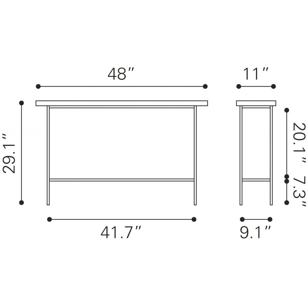 MESA CONSOLA AUXILIAR NOGAL BEAT MEZZA | Mesa Ocasional para Hogar Decorar Pasillo | 74 cm | Estructura Hierro Negro | Marrón Natural | Madera de Acacia | Interior - 109468 - Zuo - NOGAL BEAT - Mesas