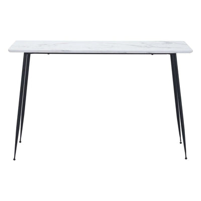 MESA CONSOLA NOGAL BEAT GRENOBLE | Mesa Ocasional Decorativa | 77 cm | Estructura Acero | Blanco | MDF Mármol Sintético | Interior - 101886 - Zuo - NOGAL BEAT - Mesas