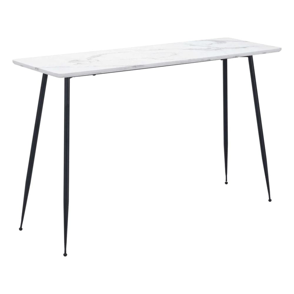 MESA CONSOLA NOGAL BEAT GRENOBLE | Mesa Ocasional Decorativa | 77 cm | Estructura Acero | Blanco | MDF Mármol Sintético | Interior - 101886 - Zuo - NOGAL BEAT - Mesas