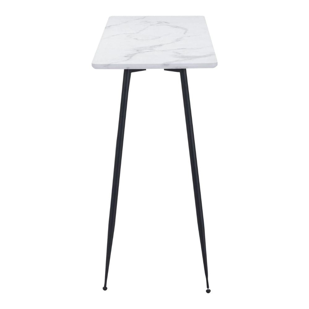 MESA CONSOLA NOGAL BEAT GRENOBLE | Mesa Ocasional Decorativa | 77 cm | Estructura Acero | Blanco | MDF Mármol Sintético | Interior - 101886 - Zuo - NOGAL BEAT - Mesas