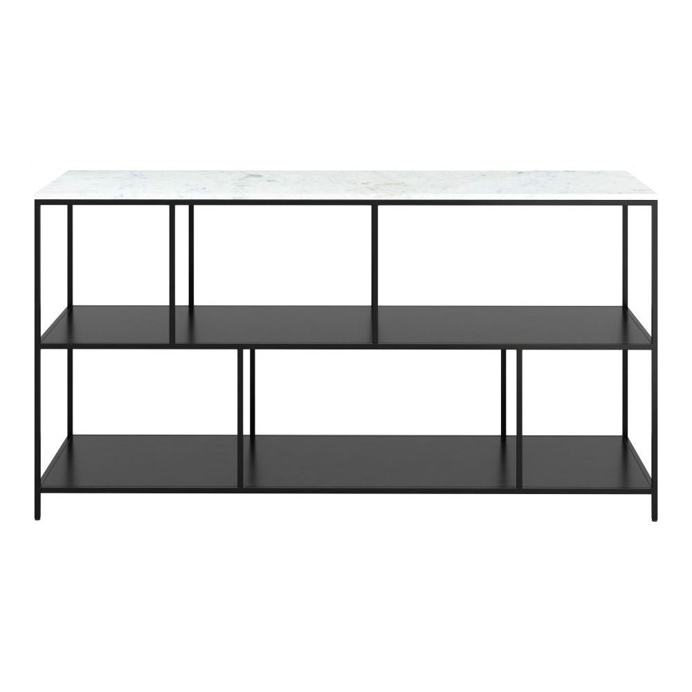 MESA CONSOLA NOGAL BEAT SINGULARITY | Mesa Ocasional para Hogar Decorar Pasillo | 72 cm | Estructura Hierro | Blanco y Negro | Mármol MDF | Interior - 109487 - Zuo - NOGAL BEAT - Mesas