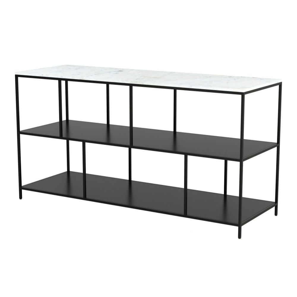 MESA CONSOLA NOGAL BEAT SINGULARITY | Mesa Ocasional para Hogar Decorar Pasillo | 72 cm | Estructura Hierro | Blanco y Negro | Mármol MDF | Interior - 109487 - Zuo - NOGAL BEAT - Mesas