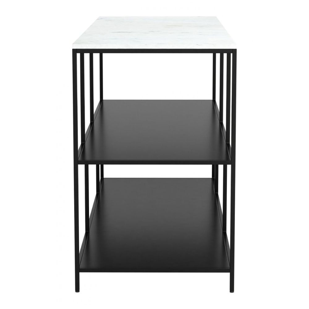 MESA CONSOLA NOGAL BEAT SINGULARITY | Mesa Ocasional para Hogar Decorar Pasillo | 72 cm | Estructura Hierro | Blanco y Negro | Mármol MDF | Interior - 109487 - Zuo - NOGAL BEAT - Mesas