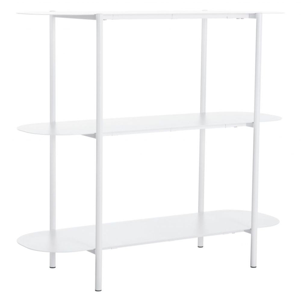 MESA CONSOLA NOGAL BEAT TRE | Mesa Ocasional para Sala de Estar Vestibulo | 81 cm | Base 4 Puntas | Blanco | Acero con Recubrimiento en Polvo | Interior - 109419 - Zuo - NOGAL BEAT - Mesas