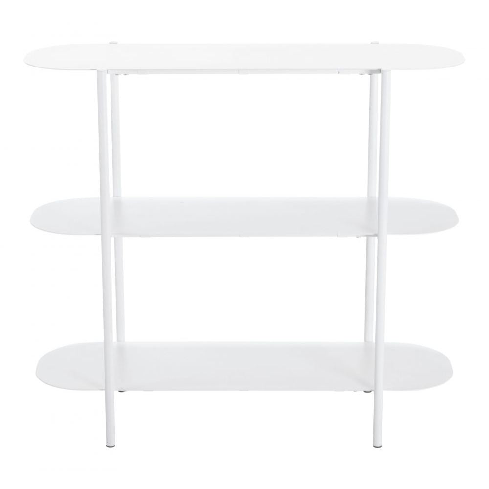 MESA CONSOLA NOGAL BEAT TRE | Mesa Ocasional para Sala de Estar Vestibulo | 81 cm | Base 4 Puntas | Blanco | Acero con Recubrimiento en Polvo | Interior - 109419 - Zuo - NOGAL BEAT - Mesas