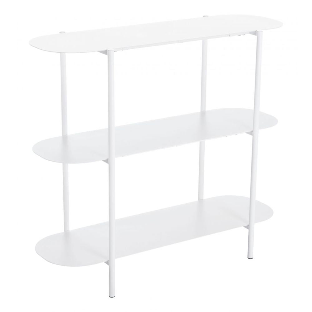 MESA CONSOLA NOGAL BEAT TRE | Mesa Ocasional para Sala de Estar Vestibulo | 81 cm | Base 4 Puntas | Blanco | Acero con Recubrimiento en Polvo | Interior - 109419 - Zuo - NOGAL BEAT - Mesas