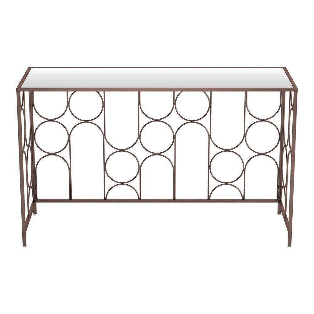 Mesa Consola para Área de Descanso - ZUO CONVALE - Bronce - Cubierta de MDF y Estructura de Acero Pintado - 109836 - Zuo - NOGAL BEAT - Mesa Comercial Interior