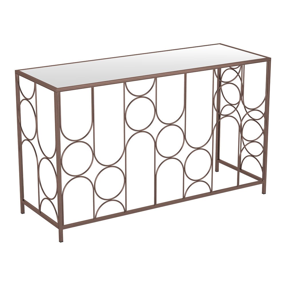 Mesa Consola para Área de Descanso - ZUO CONVALE - Bronce - Cubierta de MDF y Estructura de Acero Pintado - 109836 - Zuo - NOGAL BEAT - Mesa Comercial Interior