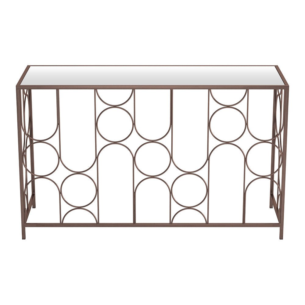 Mesa Consola para Área de Descanso - ZUO CONVALE - Bronce - Cubierta de MDF y Estructura de Acero Pintado - 109836 - Zuo - NOGAL BEAT - Mesa Comercial Interior