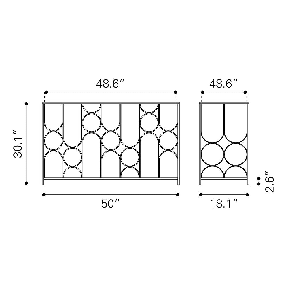 Mesa Consola para Área de Descanso - ZUO CONVALE - Bronce - Cubierta de MDF y Estructura de Acero Pintado - 109836 - Zuo - NOGAL BEAT - Mesa Comercial Interior
