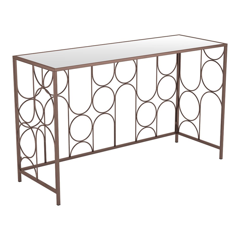 Mesa Consola para Área de Descanso - ZUO CONVALE - Bronce - Cubierta de MDF y Estructura de Acero Pintado - 109836 - Zuo - NOGAL BEAT - Mesa Comercial Interior