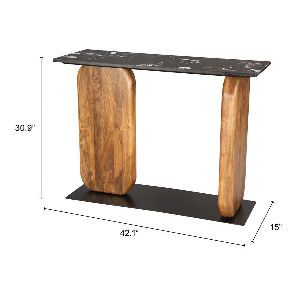 Mesa Consola para Habitación de Hotel - ZUO PEMBA - Multicolor - Cubierta de Mármol Natural y Estructura de Hierro con Recubrimiento en Polvo - 109770 - Zuo - NOGAL BEAT - Mesa Comercial Interior